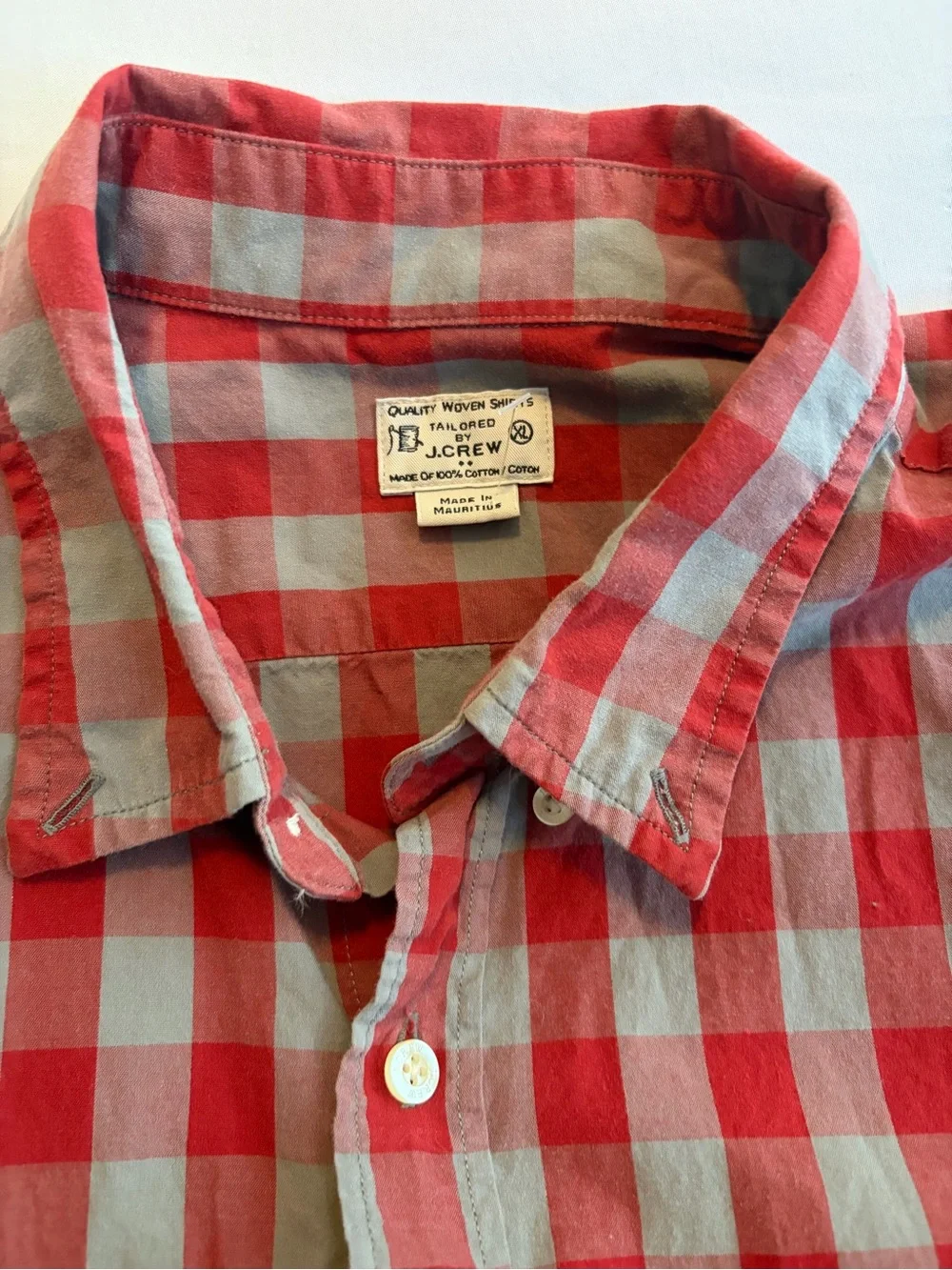 J.Crew Red & Gray Checkered Long Sleeve Shirt Size XL 100% Cotton Size XL